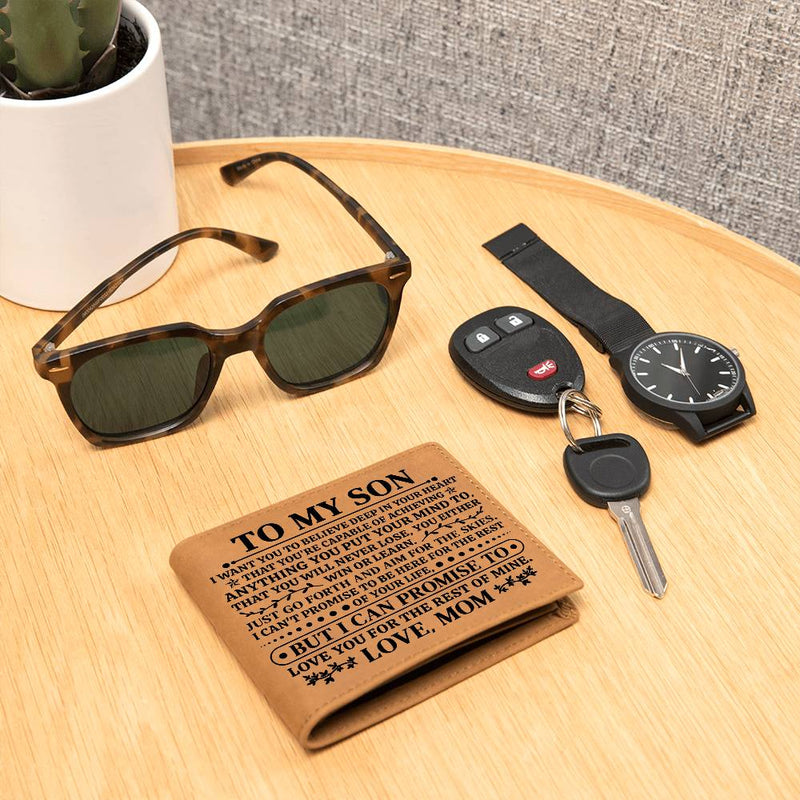 To My Son Promise (Black) – Leather Wallet